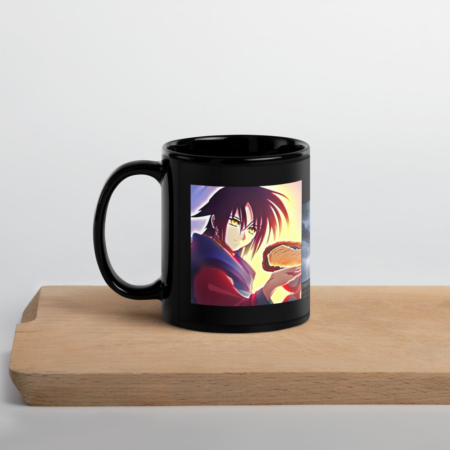 Black Glossy Mug _ Double Anime Happy Smiley Drip